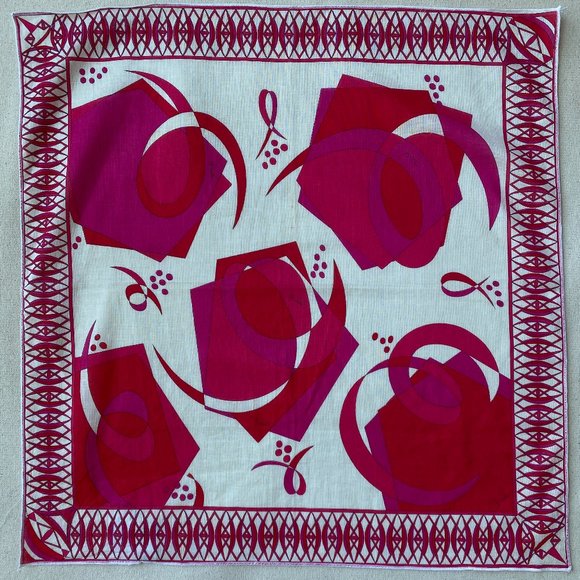 Emilio Pucci Accessories - Emilio Pucci Red, White Pink Abstract Breast Cancer 17 Inch Square Cotton Scarf